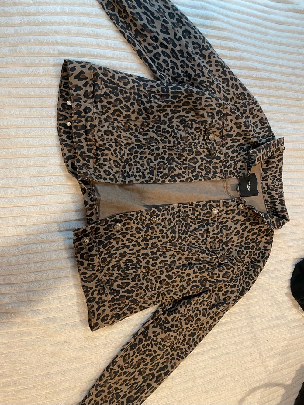 Nine West Leopard-Print Jean Jacket in Brown and Black